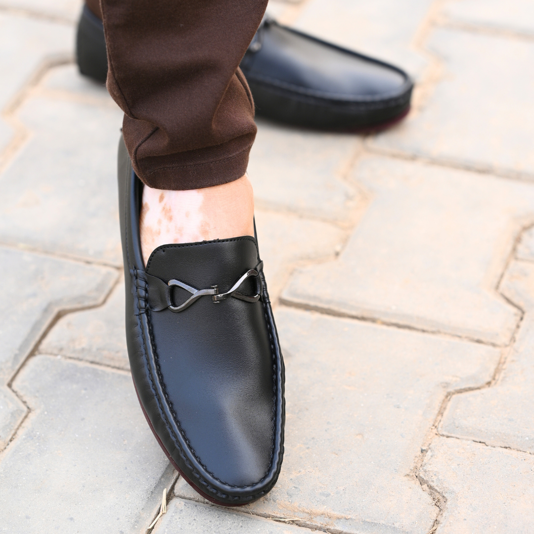 Premium Gunmetal-Bit Loafer – Jet Black