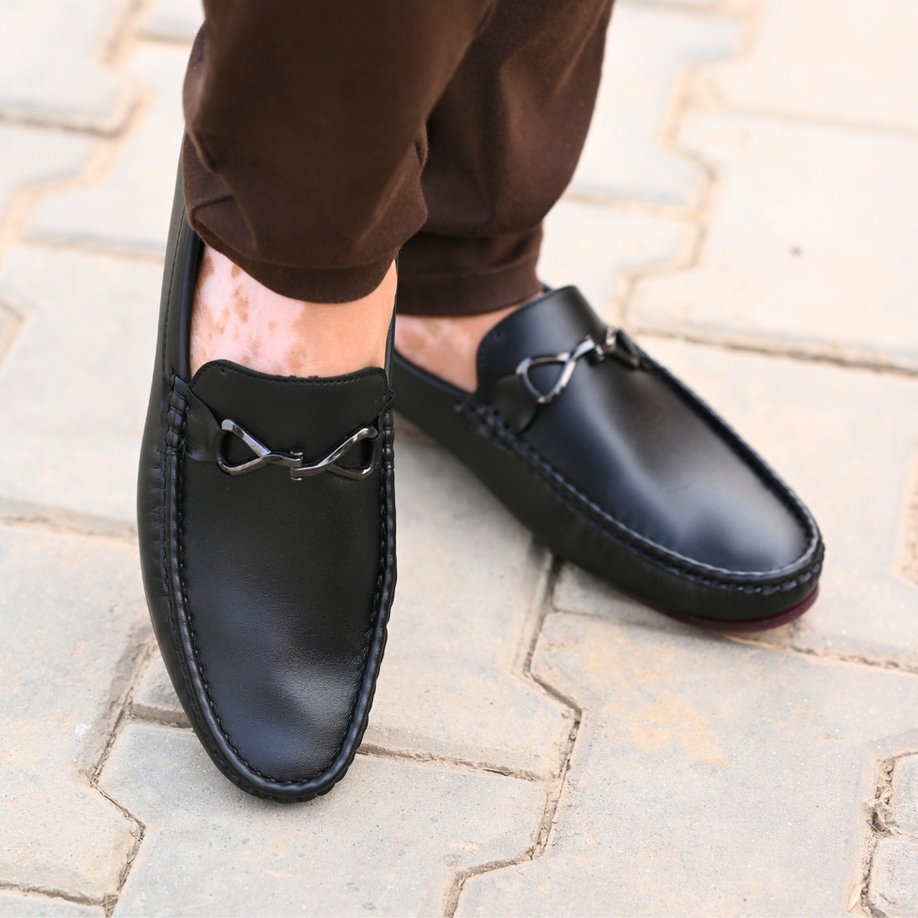 Premium Gunmetal-Bit Loafer – Jet Black