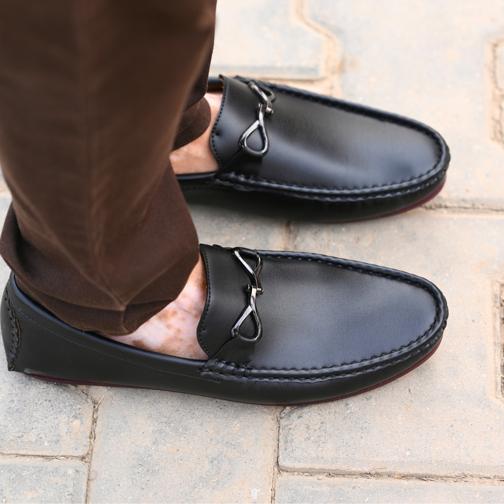 Premium Gunmetal-Bit Loafer – Jet Black