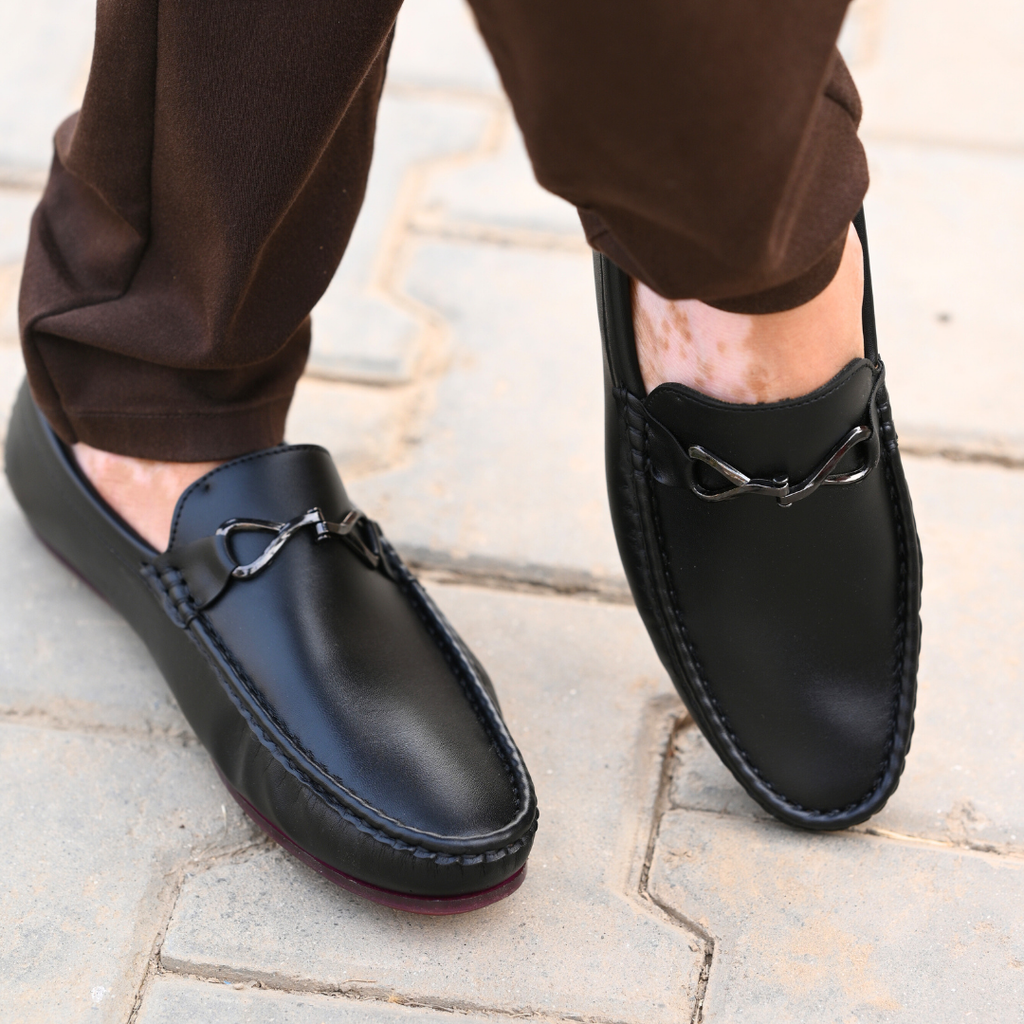 Premium Gunmetal-Bit Loafer – Jet Black