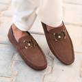 Luxe Suede Buckle Loafer – Chocolate Brown